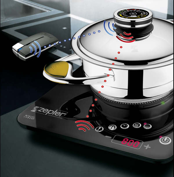 Революционная технология Zepter связывает Радиоуправляемую Индукционную Плиту Zepter с Радиоцифровым Термоконтроллером Zepter и Zepter Buzzer для обеспечения полностью автоматизированного приготовления пищи без вашего присутствия.